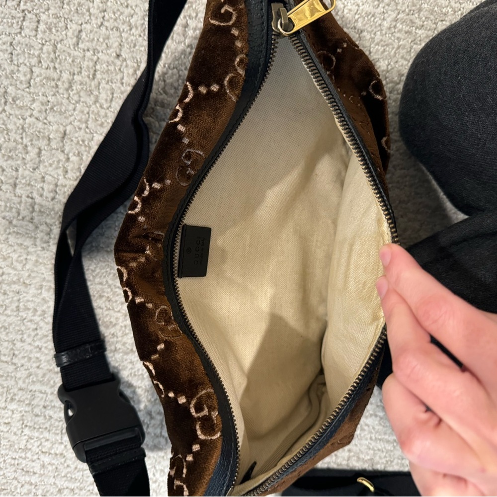 Gucci Brown Velvet Shoulder Bag